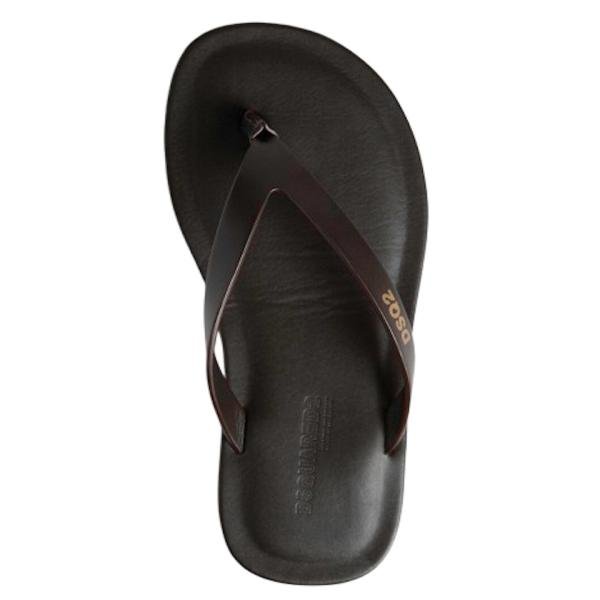 Dsquared2 Dark Brown Leather Flip Flops
