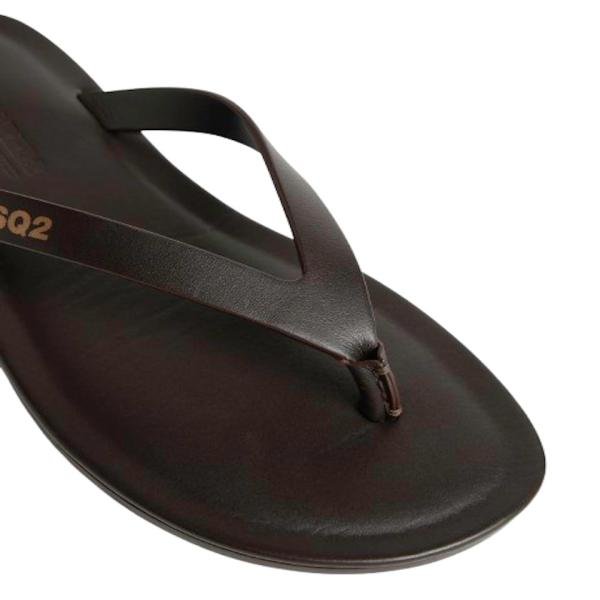 Dsquared2 Dark Brown Leather Flip Flops