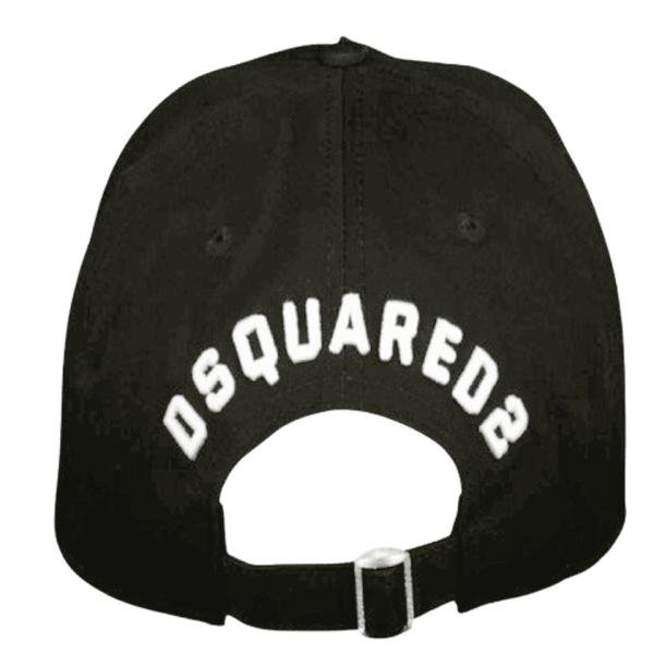 DSQUARED2 White-ICON-embroidered Black Baseball Cap
