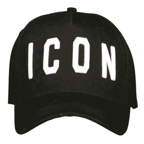 DSQUARED2 White-ICON-embroidered Black Baseball Cap