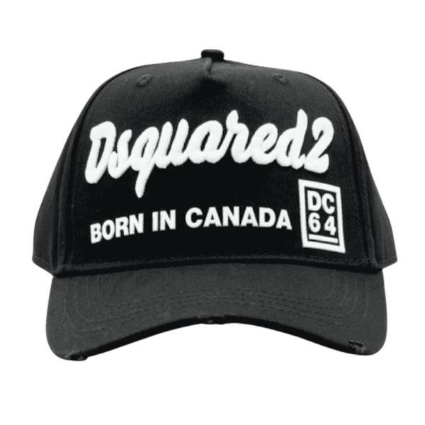 DSQUARED2 - 3D White italic-embroidered Black Baseball Cap
