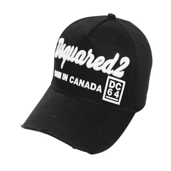 DSQUARED2 - 3D White italic-embroidered Black Baseball Cap