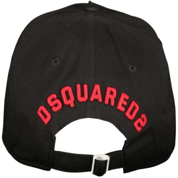 DSQUARED2 Red-ICON-embroidered Black Baseball Cap