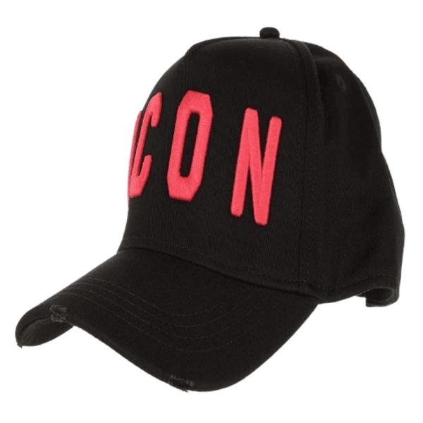 DSQUARED2 Red-ICON-embroidered Black Baseball Cap