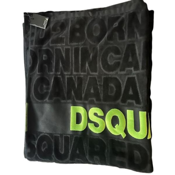 Dsquared2 Black & Fluorescent Logo Beach Towel