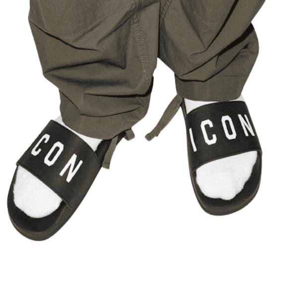 Dsquared2  white-coloured 3D "ICON" black Slider