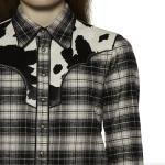 DSQUARED2 Lady Checked Goat Skin Panelled Shirt