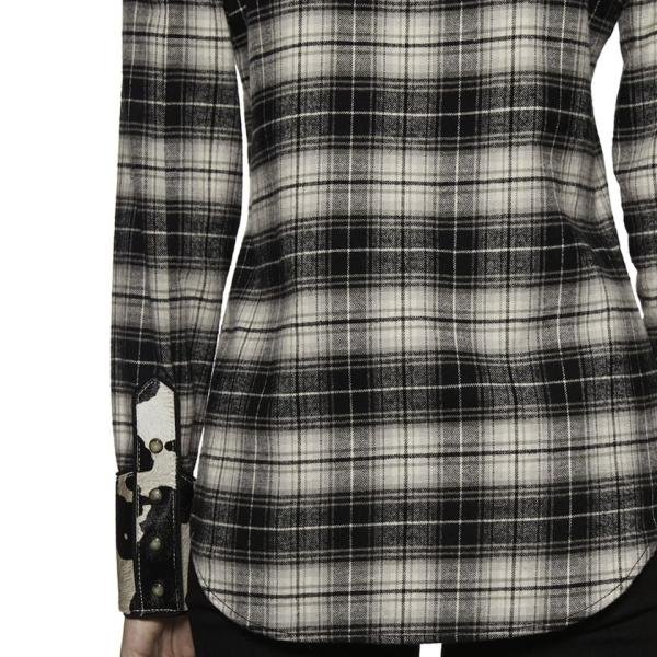 DSQUARED2 Lady Checked Goat Skin Panelled Shirt