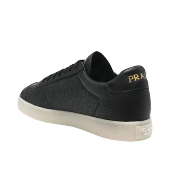 Prada Lane black calf leather low-top sneakers