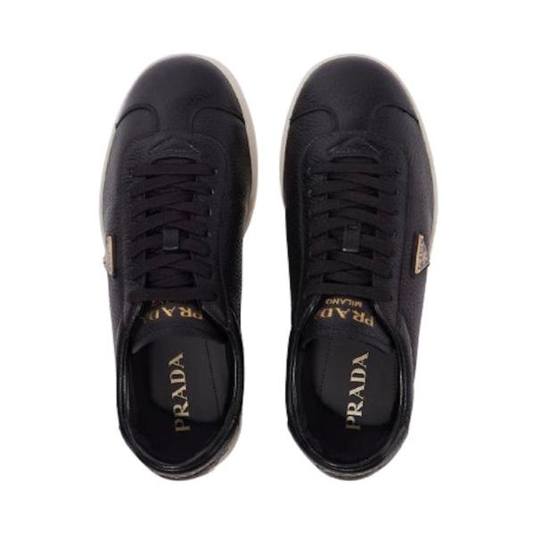 Prada Lane black calf leather low-top sneakers